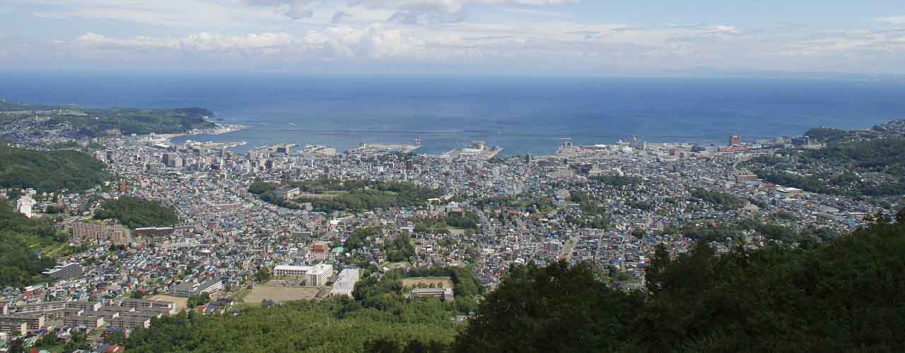 北海道小樽市・小樽天狗山から見た市内中心部の町並み