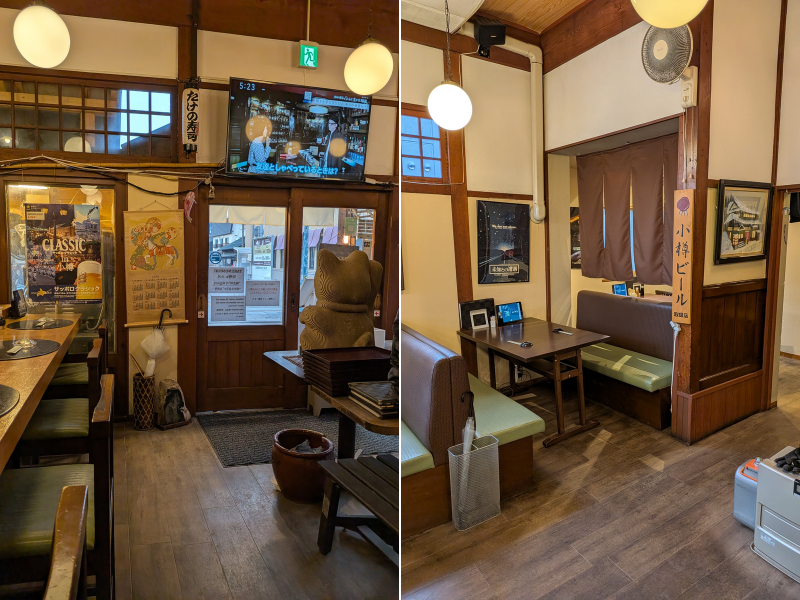 小樽・堺町通りにある「小樽たけの寿司」の店内